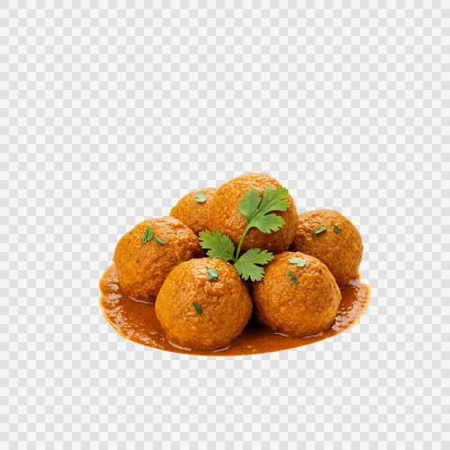 کوفته ماهی چیتال با سس کاری PNG شفاف