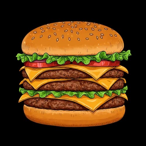 Pixel art double cheeseburger with fresh lettuce and tomato JPG Image