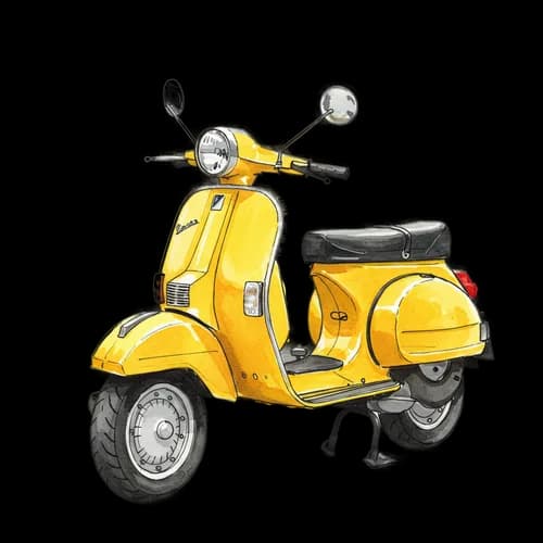 Yellow vintage scooter illustration JPG Image