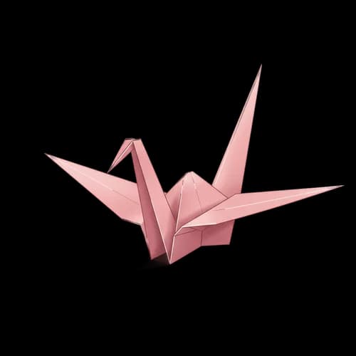 Pink origami paper crane bird folded by hand JPG Image