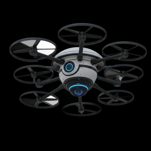 Modern drone flying with eight rotors JPG Image