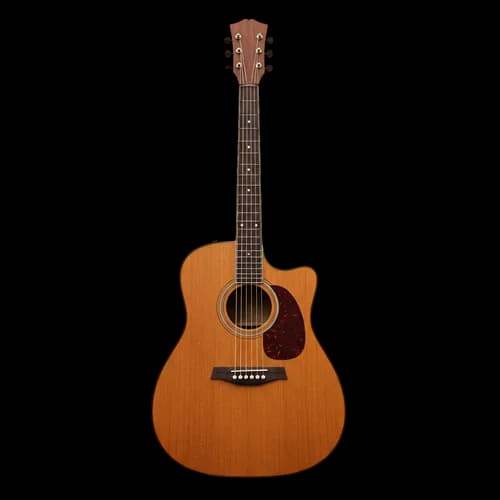 Acoustic wooden guitar with steel strings