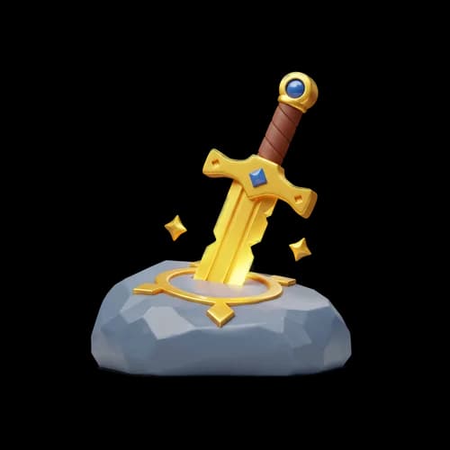 Golden sword stuck in a stone rock illustration JPG Image