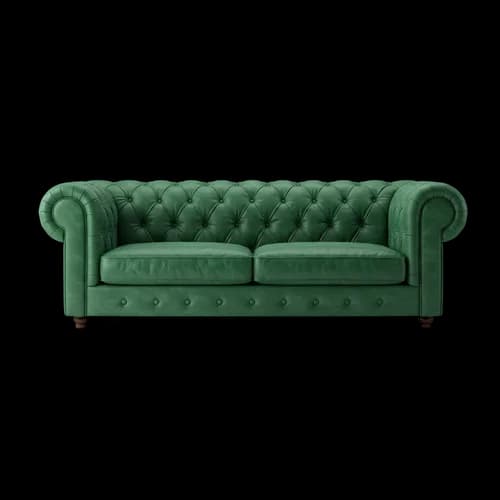 Green velvet tufted chesterfield sofa for living room