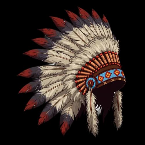 Native american feather headdress in pixel art style
