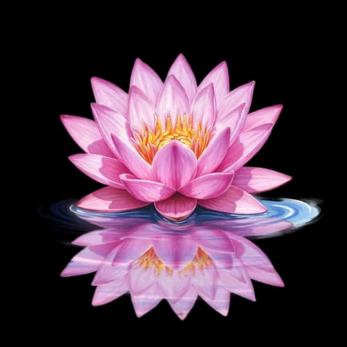 Beautiful pink lotus water lily flower floating on water