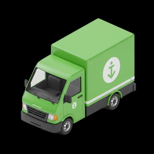 Isometric green delivery truck icon for logistics JPG Image
