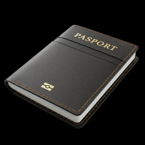 Black passport document for international travel