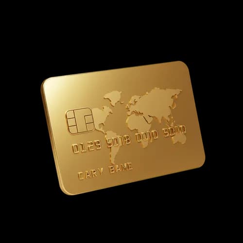 Carta di credito dorata lucida con mappa del mondo — download gratuito