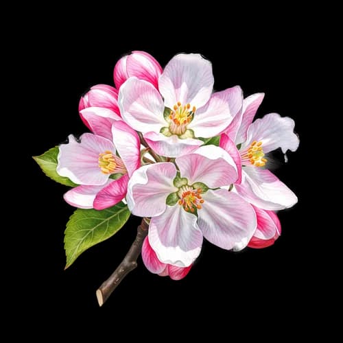 Beautiful pink apple tree flower blossom on a small twig