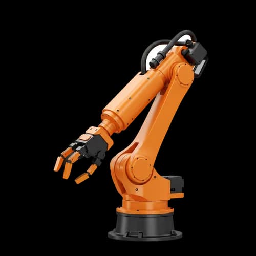 Orange industrial robotic arm for factory automation