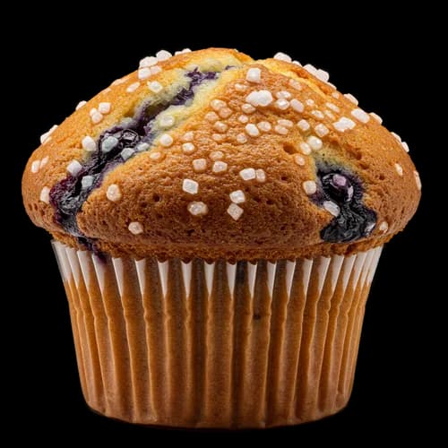 Fresh blueberry muffin with sugar crystals on top