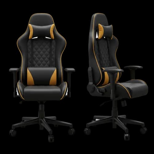 Modern black and yellow gaming chair for computer desk