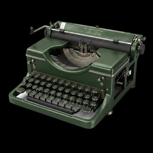 Vintage green typewriter for writing and journalism