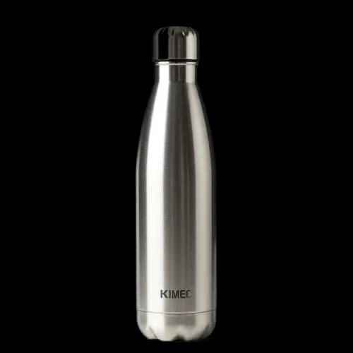 Reusable silver metal water bottle for travel and gym