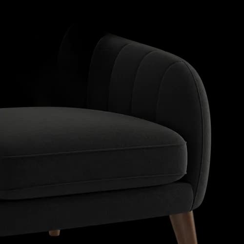 Modern black velvet sofa with wooden legs