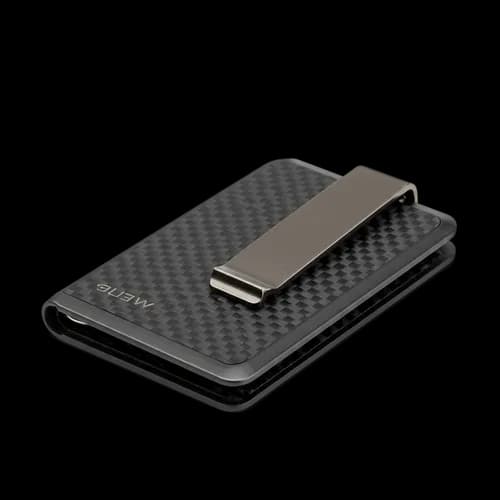 Black carbon fiber money clip wallet for men