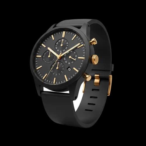 Elegante Orologio da Polso Analogico Nero e Oro da Uomo PNG