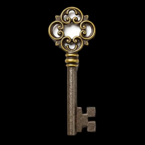 Antigua Llave Esqueleto de Latón Decorativa con Mango Ornamentado - PNGraft