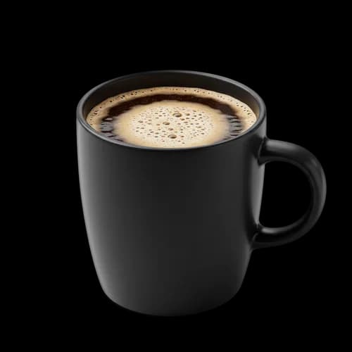 Black coffee mug with hot americano drink inside