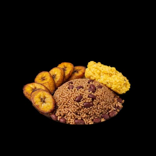 Ghanaian Waakye Rice Beans Fried Plantain Transparent JPG Image
