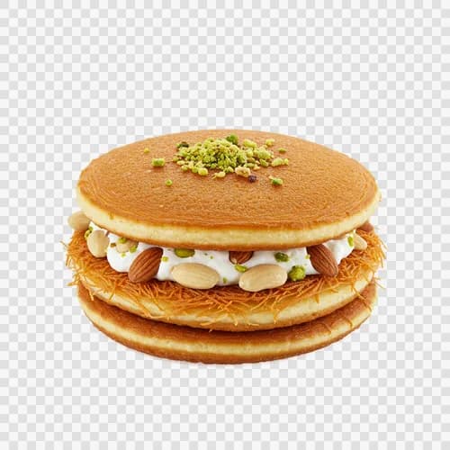 پنکیک‌های قطایف سعودی شکم‌پر خامه و مغز شفاف PNG