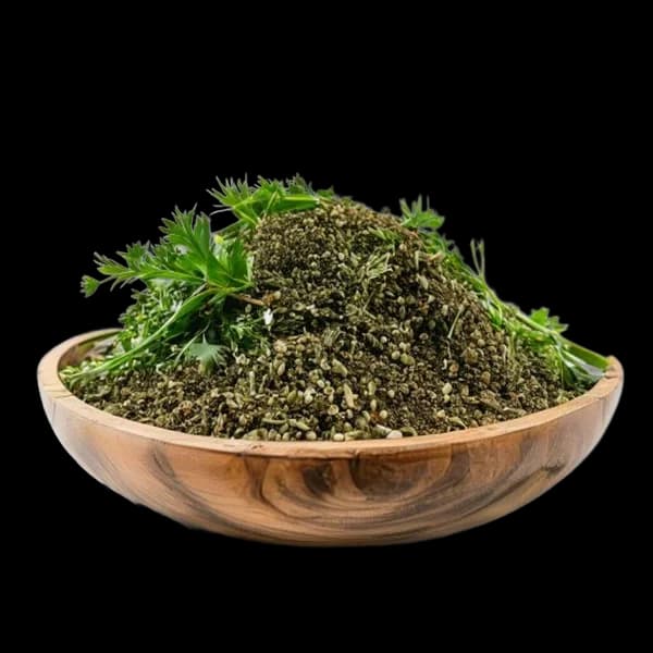100. Ultra Realistic Dried Parsley Whole Form And Ground Powder Displayed Togeth