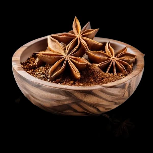 115. Ultra Realistic Star Anise Whole Form And Ground Powder Displayed Together