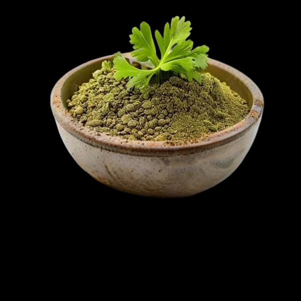 12. Ultra Realistic Coriander Seed Whole Form And Ground Powder Displayed Togeth