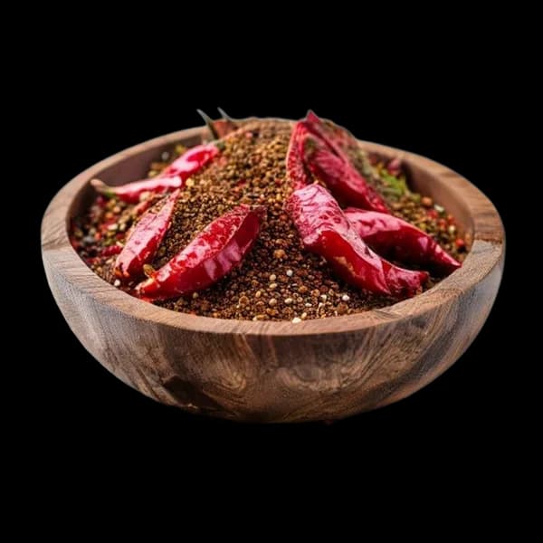 120. Ultra Realistic Kashmiri Chili Whole Form And Ground Powder Displayed Toget