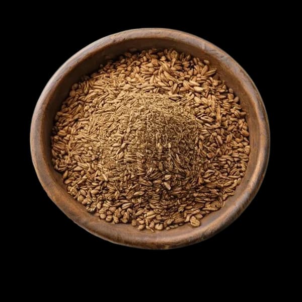 123. Ultra Realistic Caraway Seed Whole Form And Ground Powder Displayed Togethe