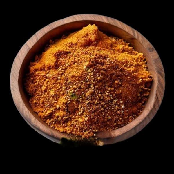 130. Ultra Realistic Curry Powder Whole Form And Ground Powder Displayed Togethe