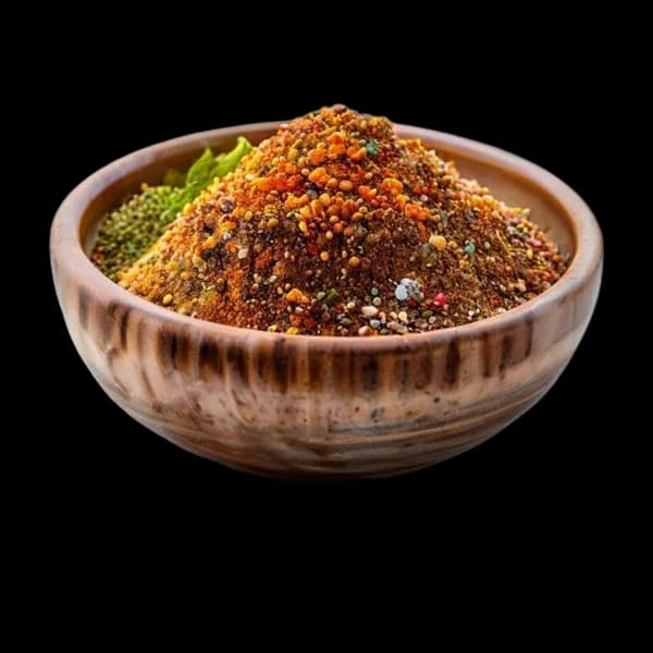 132. Ultra Realistic Chaat Masala Whole Form And Ground Powder Displayed Togethe