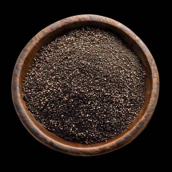148. Ultra Realistic Black Sesame Whole Form And Ground Powder Displayed Togethe