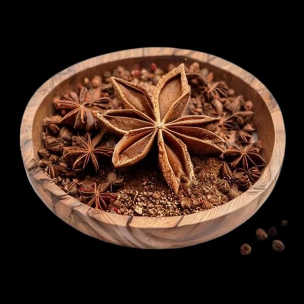 15. Ultra Realistic Star Anise Whole Form And Ground Powder Displayed Together I