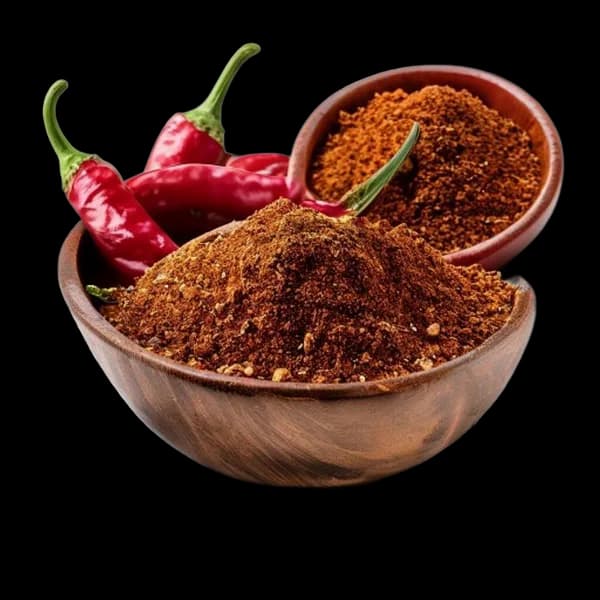 19. Ultra Realistic Red Chili Whole Form And Ground Powder Displayed Together In