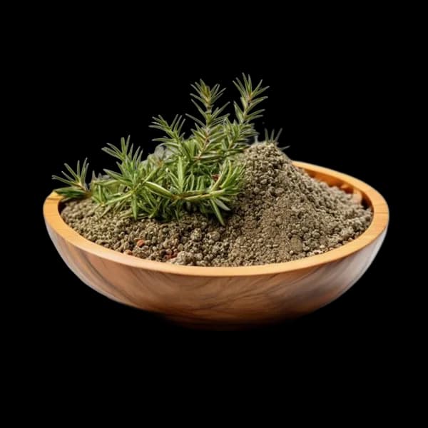 40. Ultra Realistic Thyme Whole Form And Ground Powder Displayed Together In Nat