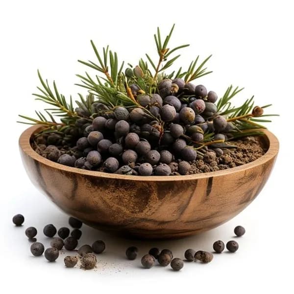 46. Ultra Realistic Juniper Berry Whole Form And Ground Powder Displayed Togethe
