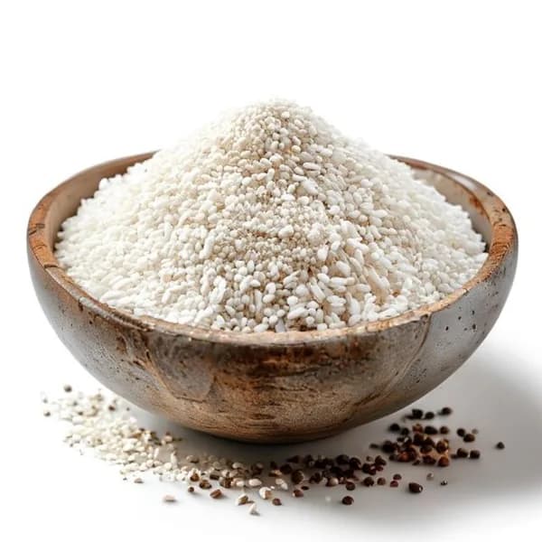 49. Ultra Realistic White Sesame Whole Form And Ground Powder Displayed Together