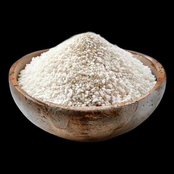 49. Ultra Realistic White Sesame Whole Form And Ground Powder Displayed Together