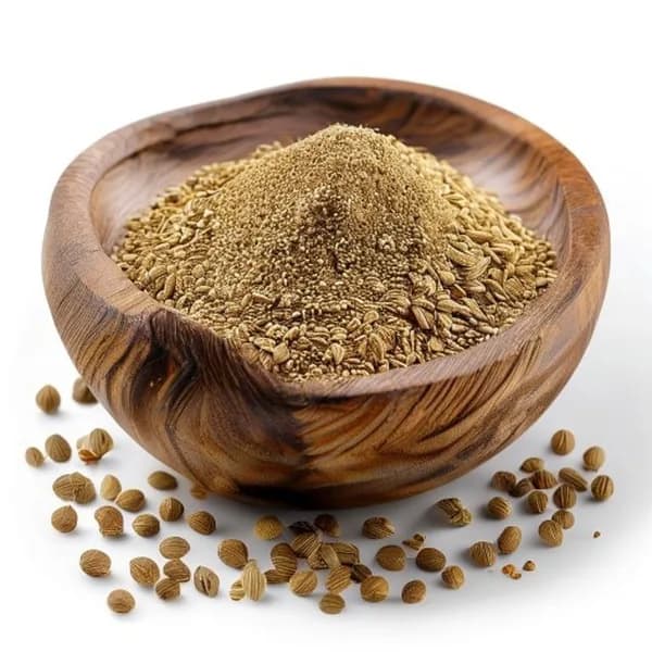 51. Ultra Realistic Fenugreek Seed Whole Form And Ground Powder Displayed Togeth