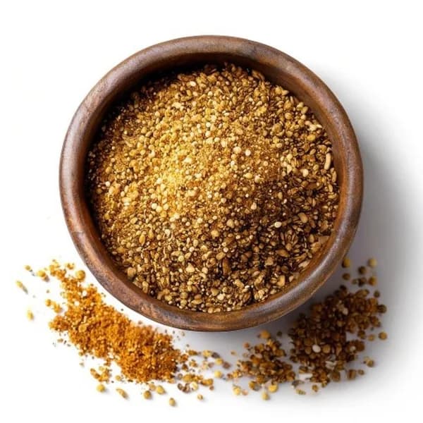 63. Ultra Realistic Mustard Seed Whole Form And Ground Powder Displayed Together