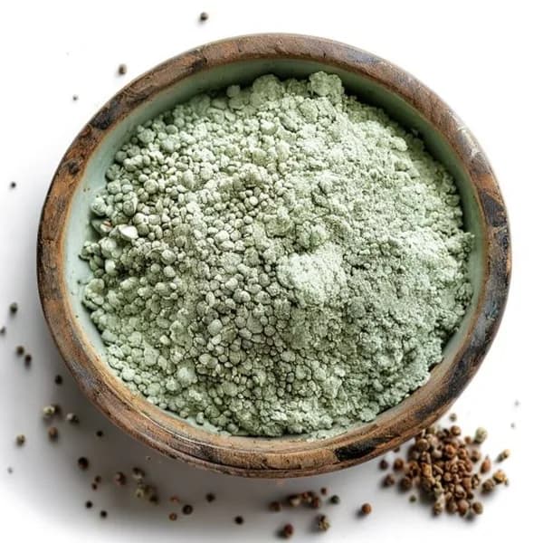 Menta Ultra Realistica: Foglie e Polvere in Ciotola Rustica