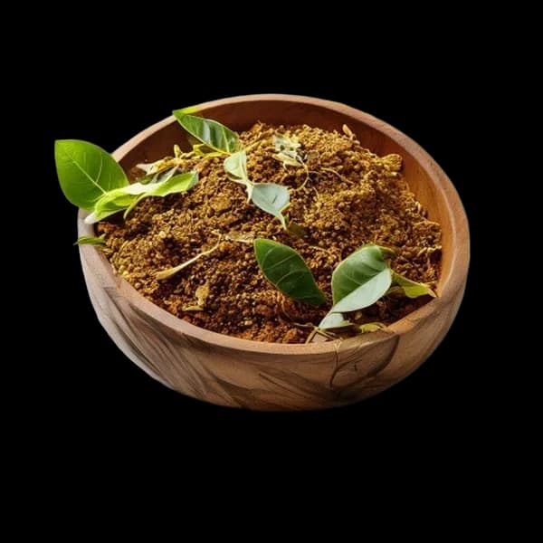 95. Ultra Realistic Curry Leaves Whole Form And Ground Powder Displayed Together