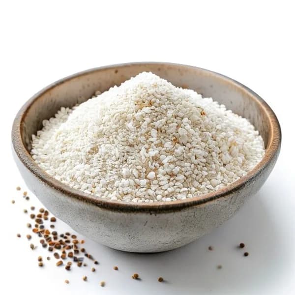 99. Ultra Realistic White Sesame Whole Form And Ground Powder Displayed Together