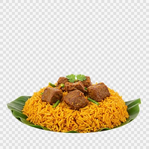 Bangladeshi Tehari Spiced Rice Beef Chunks Traditional Serving Transparent