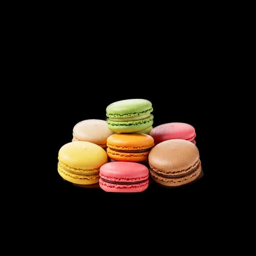 Colorful French Macarons Assorted Flavors White Plate Transparent JPG Image