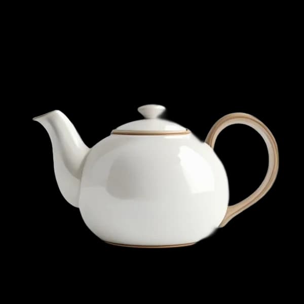 Commercial Product Shot Of A Luxury Matte White Porcelain Teapot With A Minimali