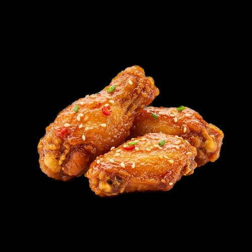 Crispy Korean Fried Chicken Wings Sweet Chili Glaze Transparent JPG Image