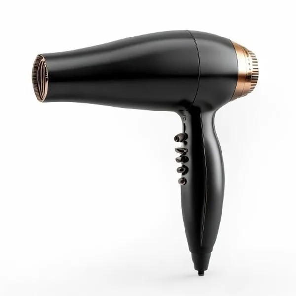Detailed 3D Model Of A High-End Professional Hair Dryer, Sleek Matte Black Body,